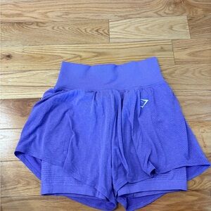 Purple two-in-one Gym Shark shorts